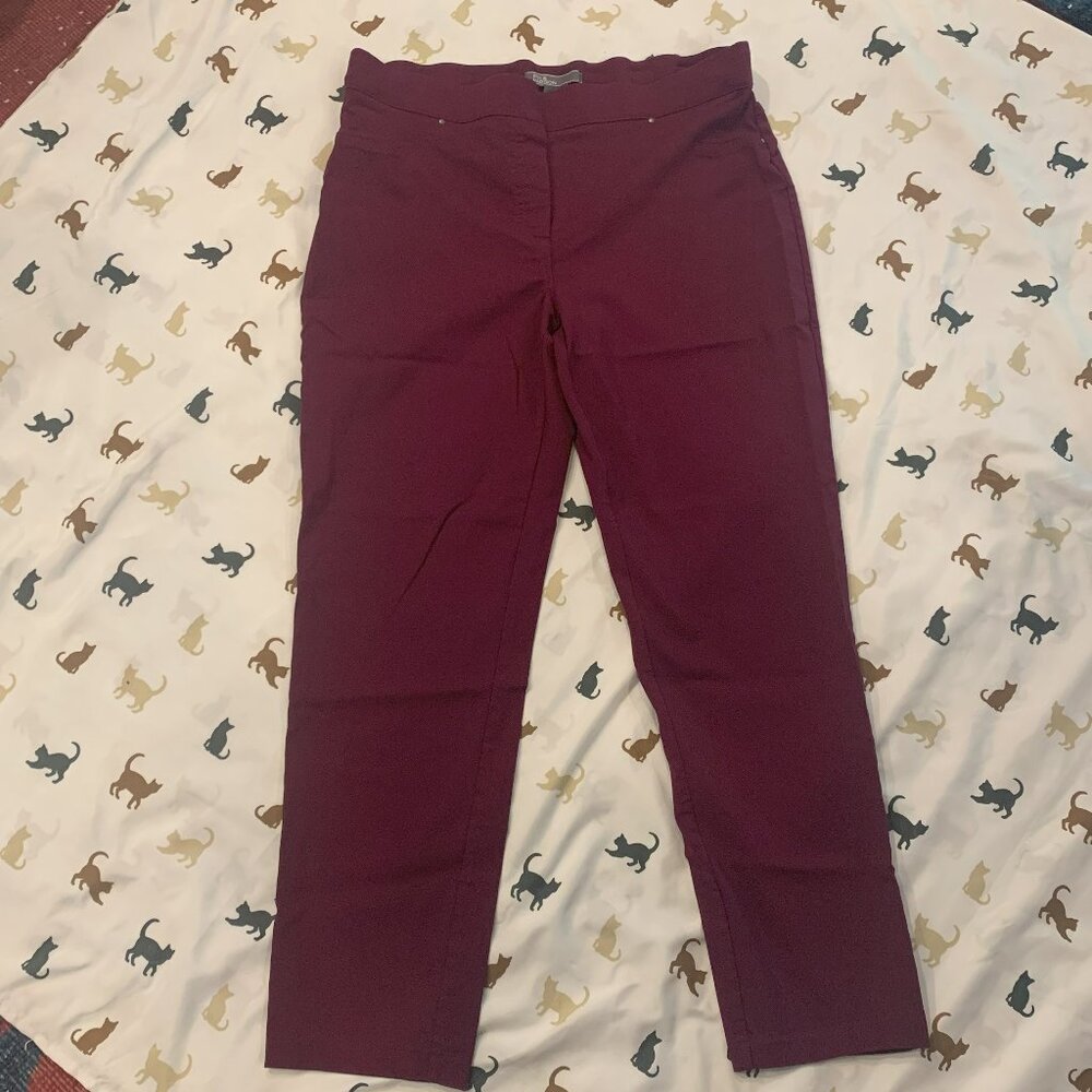 Burgundy Pull On Pants